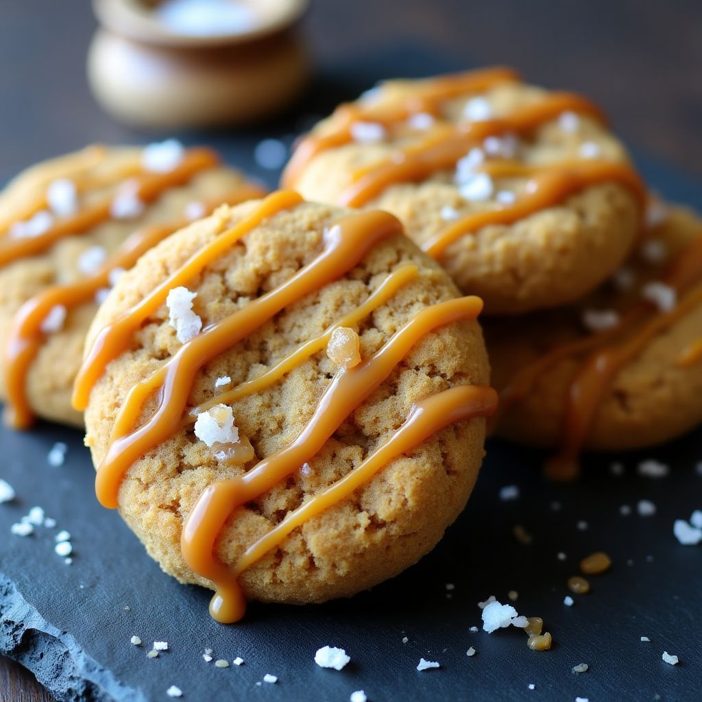 Anzac biscuits with salted caramel drizzle.
