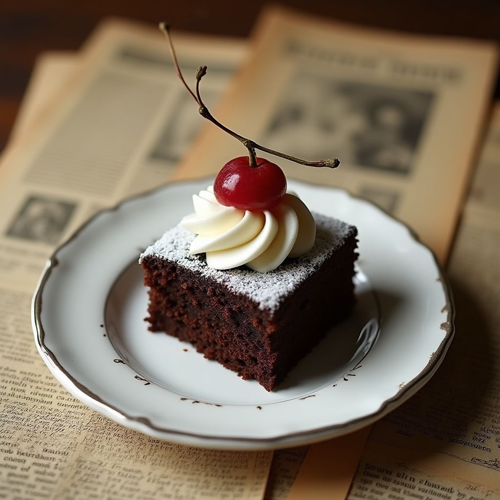 A classic Lamington cake on a vintage plate.